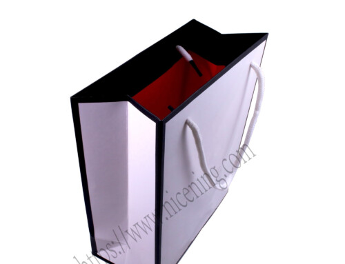 Custom Excellent Quality Promotional Printing LOGO Luxury reusable  shopping paper bag with ribbon handle