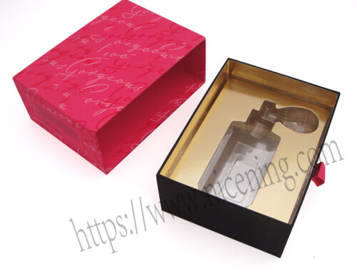 Luxury custom printing empty cardboard paper gift drawer box for perfume packaging  with blister insert .www.nicening.com