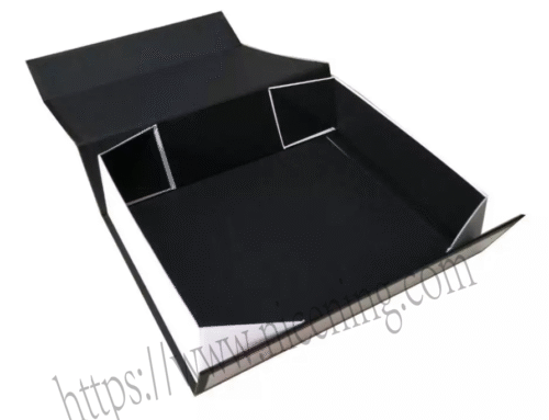 Wholesales Ribbon Handle Black And White Clothes Shoes Gift Packaging Folding Paper Box With Custom Logo.www.nicening.com