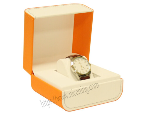 Customized luxury Wristwatch Packagings For Three-Hand Brown Croco Leather Watch