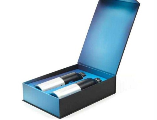 CMYK Printed Presentation Magnetic Closure Gift Box for 2pcs Wine Bottles