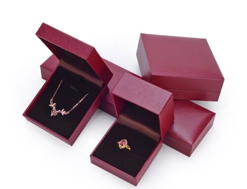 Dark Red Luxury Faux leather jewelry box For Earring Ring Pendant Necklace