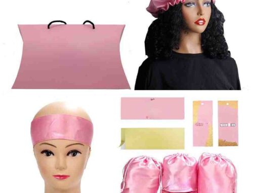 Drawstring Wig Bag Custom Logo Packaging Pink Silk Hair Extension Bag for Hair Bundles
