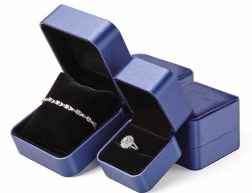 Fillet Flip Wire Drawing Process Blue Leather Necklace Beaded Bracelet Jewelry Box