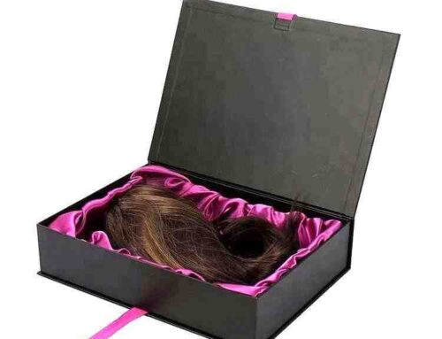 29*21*8cm Folding Wavy Wig Hair Extension Packaging Gift Box With Silk Ribbon And Hairpiece Tray
