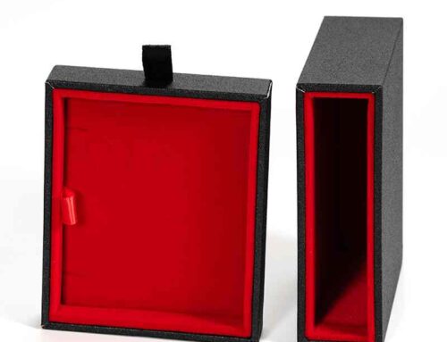 Luxury Matte Black Wallet Packaging Drawer Box Red Lined Embossing Lamination UV Coating