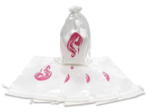 Multicolor Satin Drawstring Storage Jewelry Gift Wig Storage Bag with Silk printing Logo