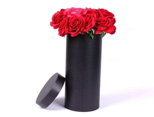 Recyclable Waterproof Black Cardboard Paper Tube Packaging Box pack for Sing Flower rose