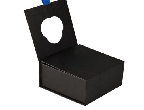 Black color Double Door Magnetic Packaging for beauty crystals packagings with ribbon tie