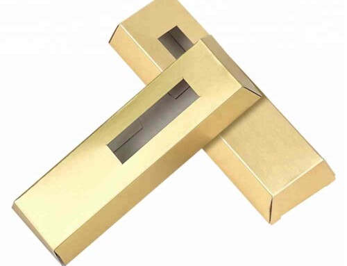 Custom Gold pape card box with display PVC window for Clothing & Apparel