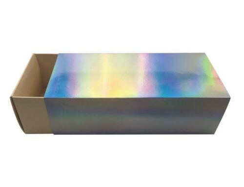 Custom Multiple Sizes Paper Drawer Boxes with shiny holographic lamination