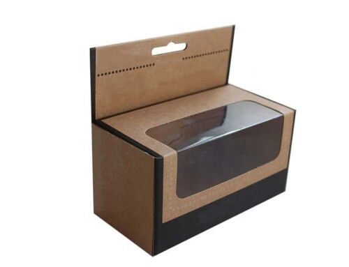 Custom Printed Kraft paper handle folding Boxes with display PVC window
