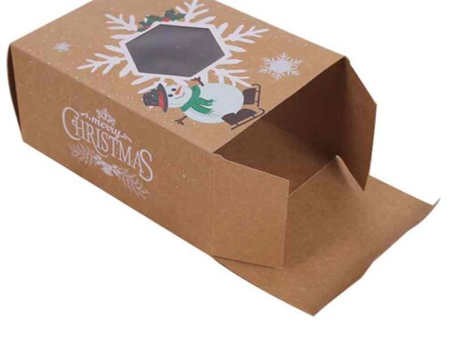 Custom Recycle kraft paper box with clear Display Window Boxes for christmas gifts
