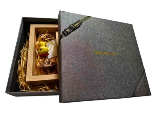 Custom Shiny Grey Gliter Paper Photoes Frame Cardboard Lid Box With Gold Logo Foil Stamping