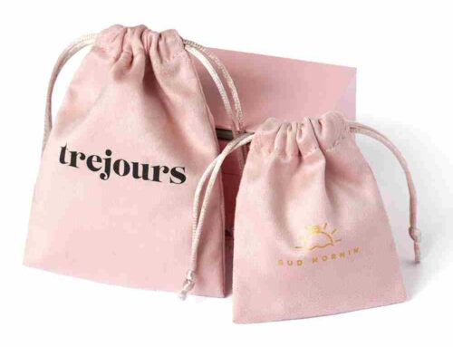 Customizable Pink Drawstring Bags for Jewelry Packaging With black Logo