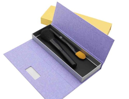 Double door magnetic closure Boxes with Embossed Logo packagings for cosmetic brushes