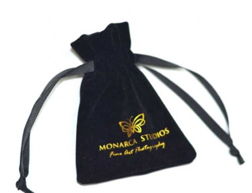 Elegant & Shiny Fabric for Gifts Black Velvet bags with Custom gold foil logo