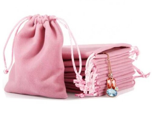 Hot Stamping & Debossed Logo Options Pink Velvet jewelry pouch bags With Custom logo