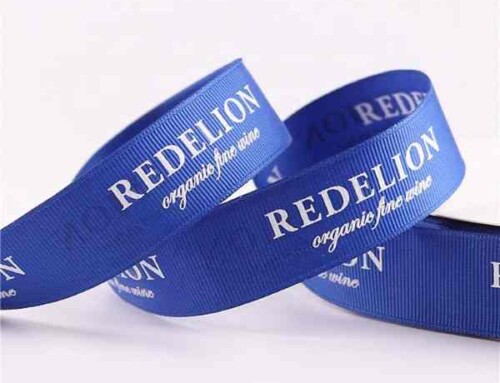 Wholesale Custom Satin & Grosgrain Blue Ribbon With Silk Printing White Logo