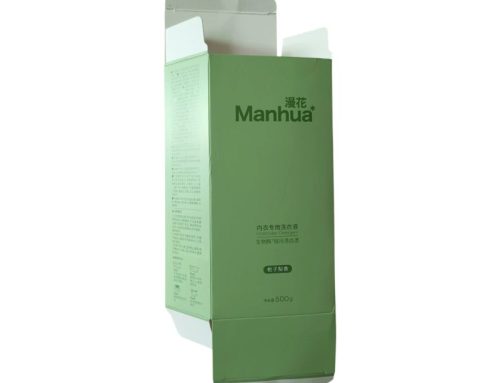 Custom-printed green paper box for lingerie laundry detergent packaging with matte lamination