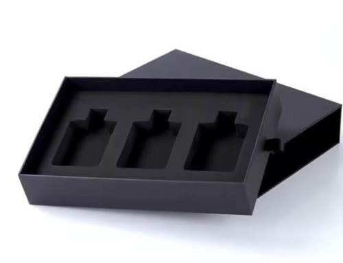 Black Drawer Rigid Box EVA Insert for 3 Perfume/Wine Bottles Packagings With Gold Foil Logo